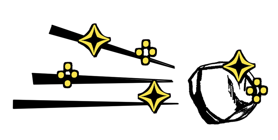 Asteroid with ᠅ and ✧