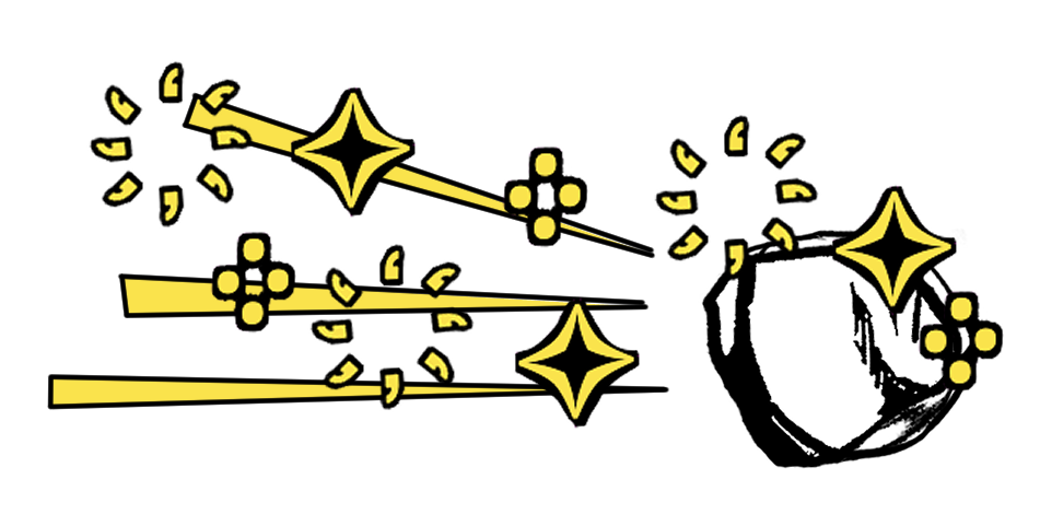 Asteroid with ҉, ᠅, and ✧