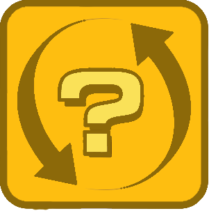 yellow block with a question mark inside two arrows going in a circle
