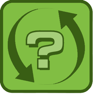 green block with a question mark inside two arrows going in a circle