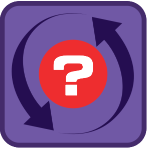 purple block with a question mark on a red dot