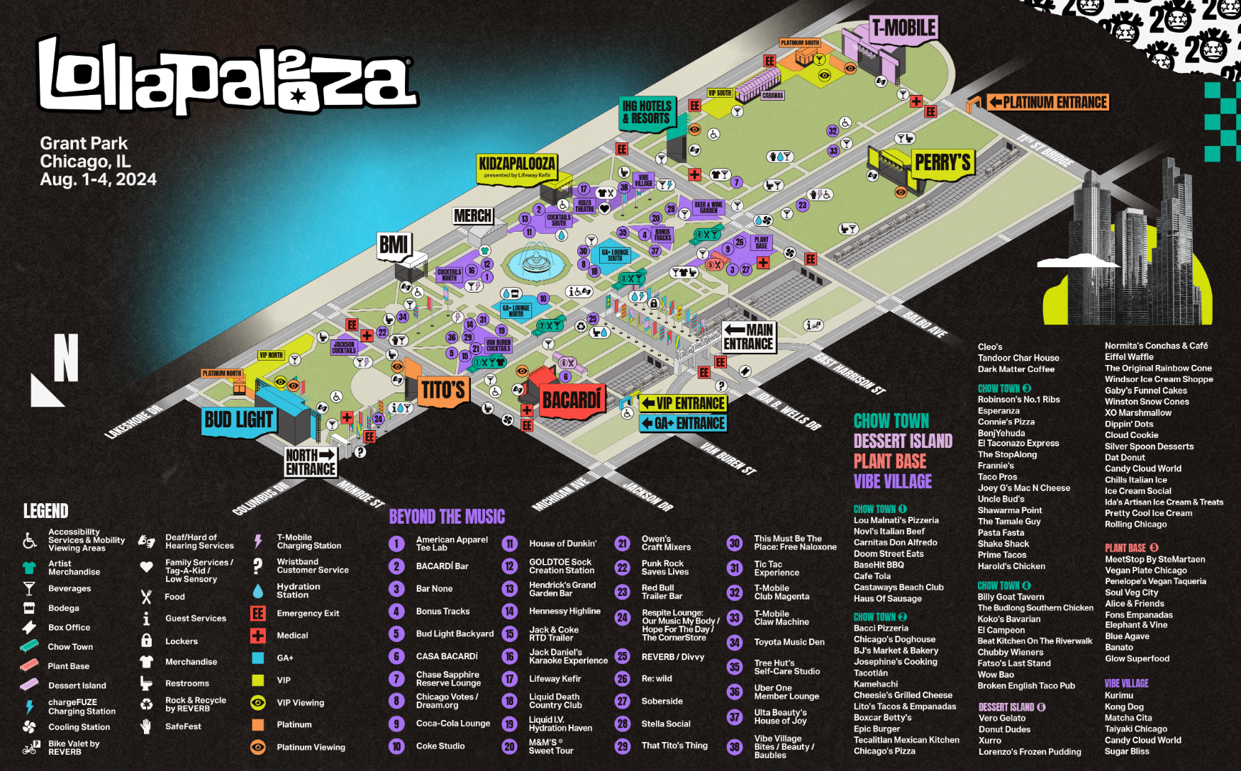 Map for Lollapalooza 2024