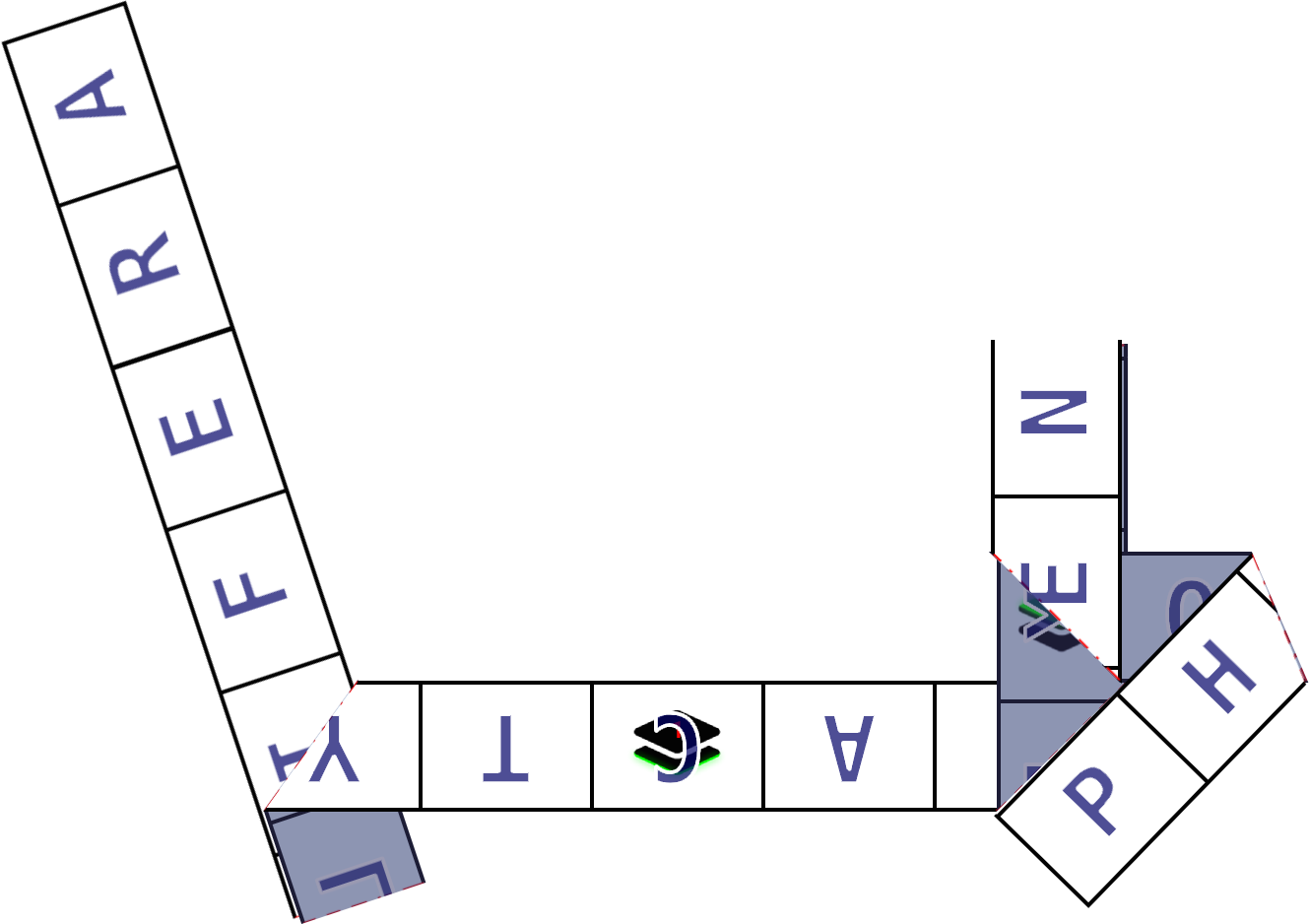 The blue strip with PHOENIX DACTYLIFERA folded with the white side on top.