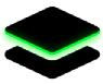 Two layers stacked on each other. The bottom face of the top layer is highlighted in green.