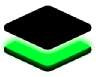 Two layers stacked on each other. The bottom face of the bottom layer is highlighted in green.