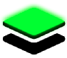 Two layers stacked on each other. The top face of the top layer is highlighted in green.